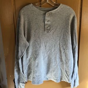 Men’s waffle Henley shirt.